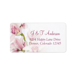 Pink Cymbidium Orchid Wedding Address Labels Adressaufkleber