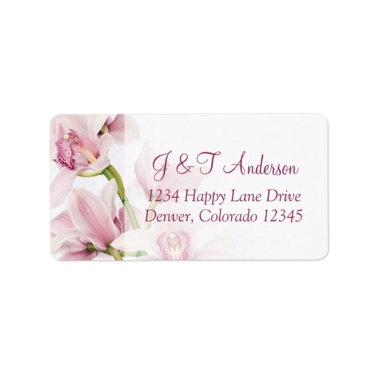 Pink Cymbidium Orchid Wedding Address Labels Adressaufkleber (Vorne)