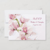 Pink Cymbidium Orchid Wedding Reply RSVP Card (Vorderseite)