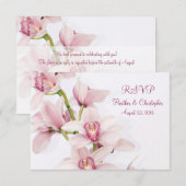 Pink Cymbidium Orchid Wedding Reply RSVP Card Karte (Vorne/Hinten)