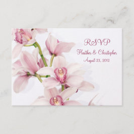 Pink Cymbidium Orchid Wedding Reply RSVP Card Karte