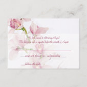 Pink Cymbidium Orchid Wedding Reply RSVP Card Karte (Rückseite)