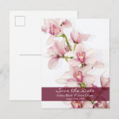 Pink Cymbidium Orchid Wedding Save the Date Ankündigungspostkarte (Vorne/Hinten)