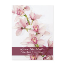 Pink Cymbidium Orchid Wedding Save the Date