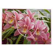 Pink Cymbidium Orchids Floral Große Geschenktüte (Rückseite)