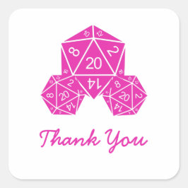 Pink D20 Dice Danke Stickers