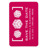Pink D20 Dice Gamer Speichern Sie das Date Magnet (Vertikal)