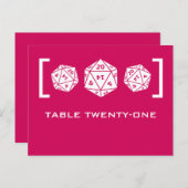 Pink D20 Dice Gamer Tischnummer Postkarte (Vorne/Hinten)