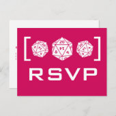 Pink D20 Dice Gamer UAWG Postcard Einladungspostkarte (Vorne/Hinten)