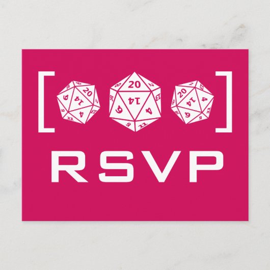 Pink D20 Dice Gamer UAWG Postcard Einladungspostkarte (Vorderseite)