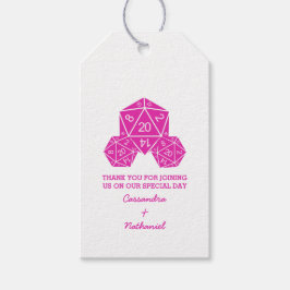 Pink D20 Dice Wedding Gift Tags Geschenkanhänger