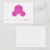 Pink D20 Dice Wedding Platzkarte (Vorne/Hinten)