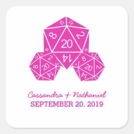 Pink D20 Dice Wedding Stickers