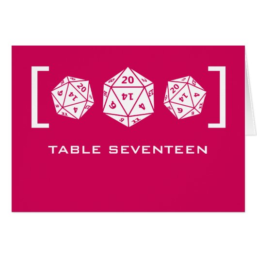 Pink D20 Würfel Gamer Tischnummer Card (Vorderseite (Horizontal))