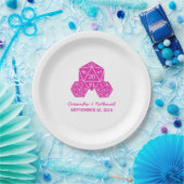 Pink D20 Würfel Hochzeitspapier-Teller Pappteller (Party)