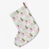 Pink Dachshund & Green Gingham Joyeux Noël Großer Weihnachtsstrumpf (Rückseite (Hängend))