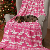 Pink Dackel Fair Isle Weihnachtsblanket Fleecedecke
