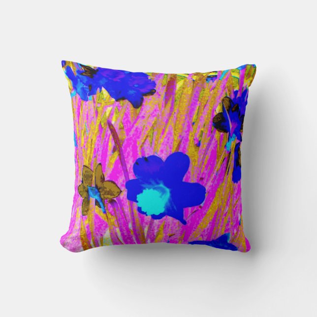 'Pink Daffodils' Throw Kissen (Vorderseite)