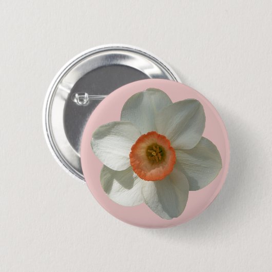 Pink Daffodin Frühlingszeit Blume Button (Vorne & Hinten)