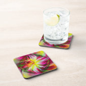 Pink Dahlia Abstrakte Blumenstadt Untersetzer Set (Rechte Seite)