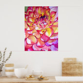 Pink Dahlia Aquarell Kunstposter Poster (Küche)