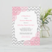 Pink Dahlia Baby Dusche lädt ein Einladung (Stehend Vorderseite)