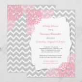 Pink Dahlia Baby Dusche lädt ein Einladung (Vorne/Hinten)