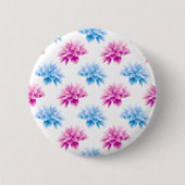 Pink Dahlia, Blue Dahla, Blumenmuster, Blume Button (Vorderseite)