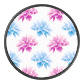 Pink Dahlia, Blue Dahla, Blumenmuster, Blume Eishockey Puck (Vorderseite)