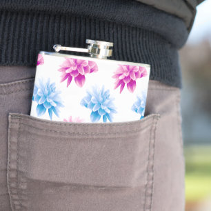 Pink Dahlia, Blue Dahla, Blumenmuster, Blume Flachmann