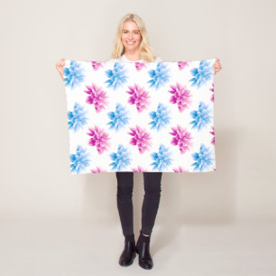 Pink Dahlia, Blue Dahla, Blumenmuster, Blume Fleecedecke