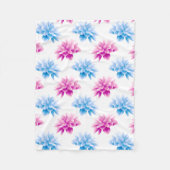 Pink Dahlia, Blue Dahla, Blumenmuster, Blume Fleecedecke (Vorderseite)