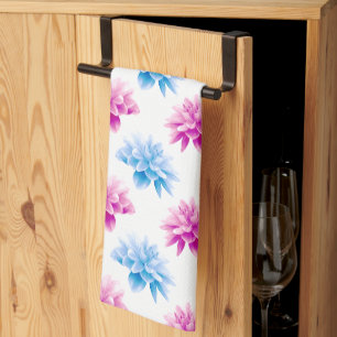 Pink Dahlia, Blue Dahla, Blumenmuster, Blume Geschirrtuch