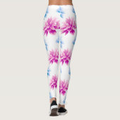 Pink Dahlia, Blue Dahla, Blumenmuster, Blume Leggings (Rückseite)