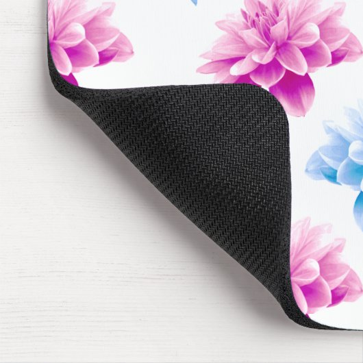 Pink Dahlia, Blue Dahla, Blumenmuster, Blume Mousepad (Ecke)