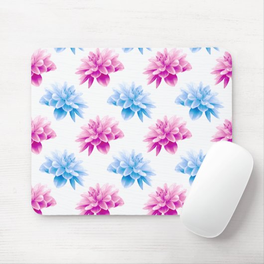 Pink Dahlia, Blue Dahla, Blumenmuster, Blume Mousepad (Mit Mouse)