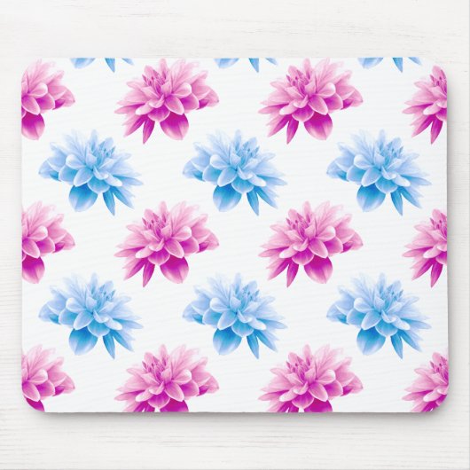 Pink Dahlia, Blue Dahla, Blumenmuster, Blume Mousepad (Vorne)