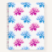 Pink Dahlia, Blue Dahla, Blumenmuster, Blume Notizblock (Vorderseite)