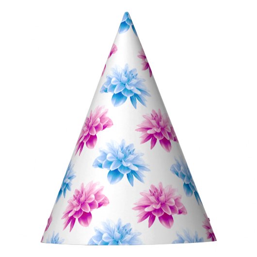 Pink Dahlia, Blue Dahla, Blumenmuster, Blume Partyhütchen (Vorderseite)