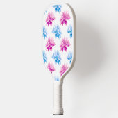 Pink Dahlia, Blue Dahla, Blumenmuster, Blume Pickleball Schläger (Links)