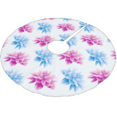 Pink Dahlia, Blue Dahla, Blumenmuster, Blume Polyester Weihnachtsbaumdecke (Schrägansicht)