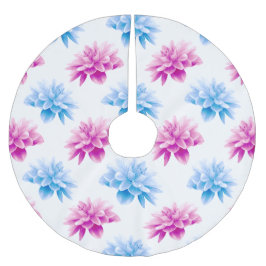 Pink Dahlia, Blue Dahla, Blumenmuster, Blume Polyester Weihnachtsbaumdecke