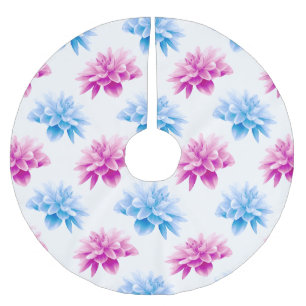 Pink Dahlia, Blue Dahla, Blumenmuster, Blume Polyester Weihnachtsbaumdecke