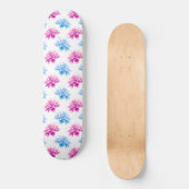 Pink Dahlia, Blue Dahla, Blumenmuster, Blume Skateboard (Vorderseite)