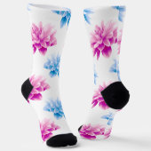 Pink Dahlia, Blue Dahla, Blumenmuster, Blume Socken (Gewinkelt)
