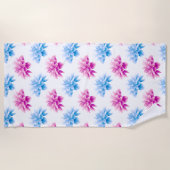 Pink Dahlia, Blue Dahla, Blumenmuster, Blume Strandtuch (Vorderseite)