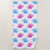 Pink Dahlia, Blue Dahla, Blumenmuster, Blume Strandtuch (Vorderseite)
