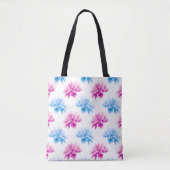 Pink Dahlia, Blue Dahla, Blumenmuster, Blume Tasche (Vorderseite)