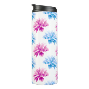 Pink Dahlia, Blue Dahla, Blumenmuster, Blume Thermosbecher