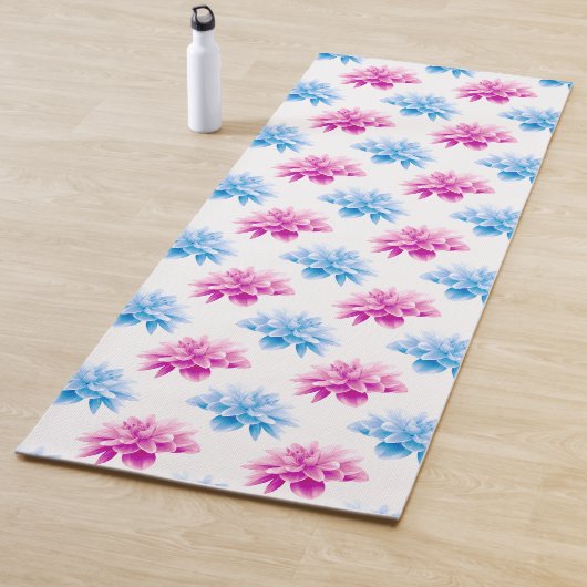 Pink Dahlia, Blue Dahla, Blumenmuster, Blume Yogamatte (Beispiel)